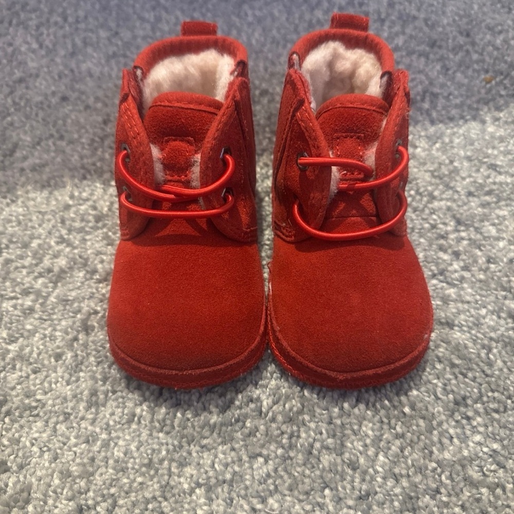 UGG Red Suede Baby Boots with Plush Lining